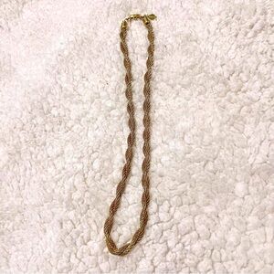 Sarah Coventry Vintage Gold Tone Mesh Twisted Rope Chain Link Vintage Necklace
